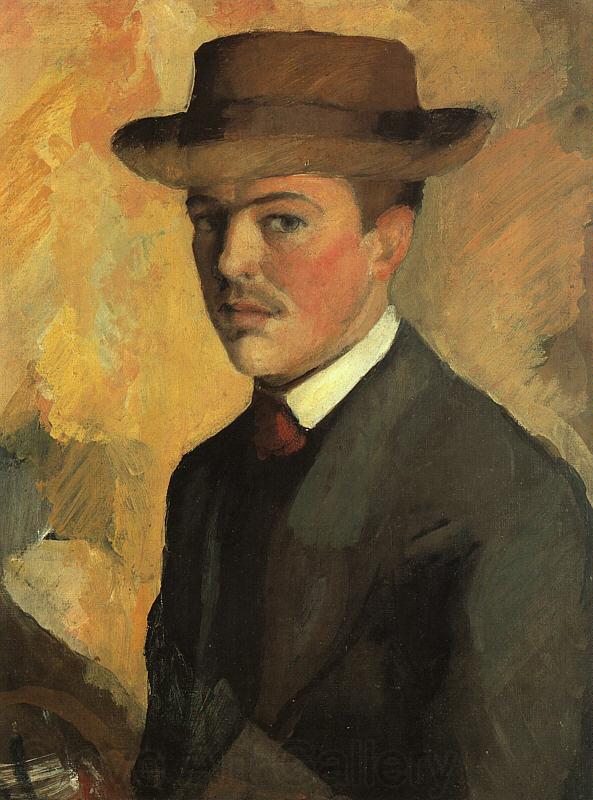 August Macke Self Portrait with Hat  qq Spain oil painting art